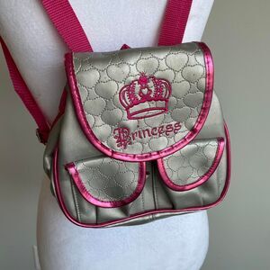 Faded Glory Y2K Vintage Silver & Pink "Princess" Backpack Futuristic Festival